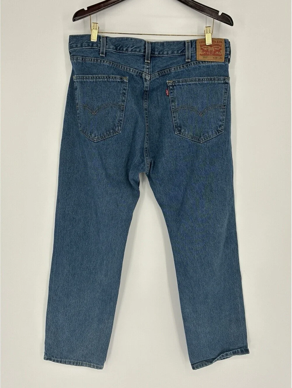 Levi's Original 505 Regular Fit Straight Leg Men's Blue Jeans 38 x 30 Blue Denim